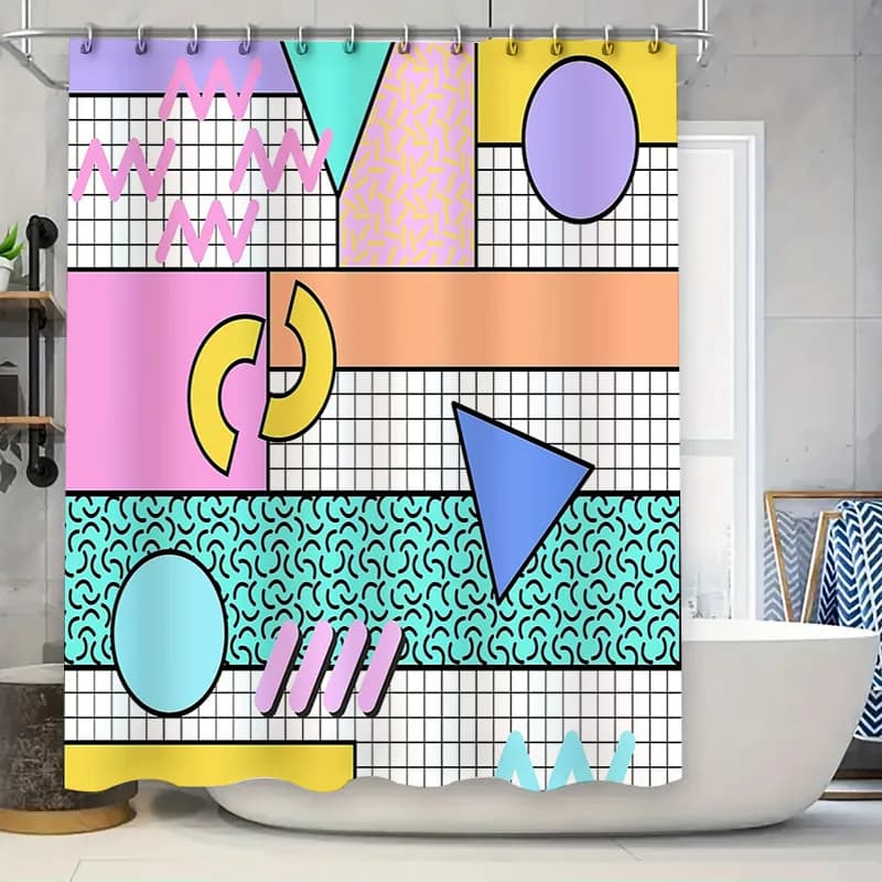 Tenda da doccia astratta unica, arte moderna, arredamento per il bagno, set di rivestimenti in tessuto impermeabile, arazzo tessile per la casa, appeso a parete