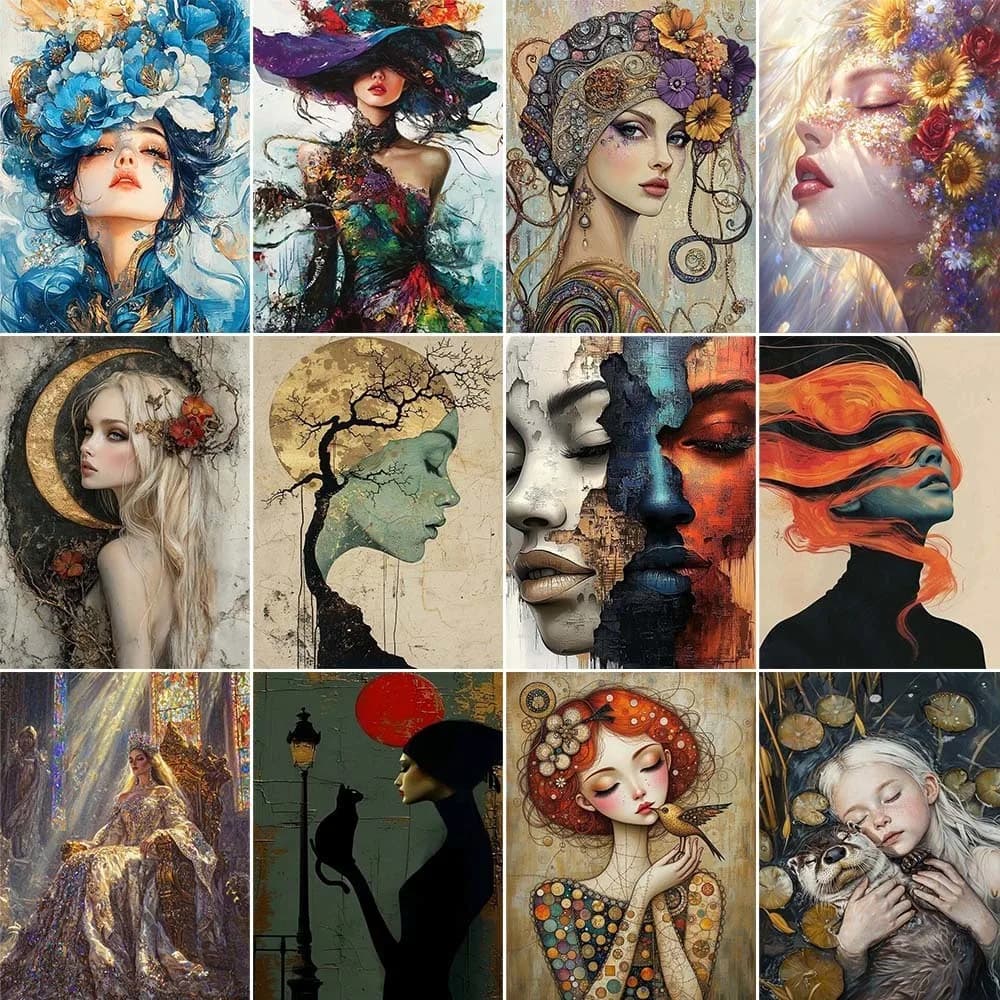 1pc frameless Painting By Numbers Kits Flowers Women Paint By Number Diy Gift Wall Art Decor Acrylic Pigment Drawing On Canvas F