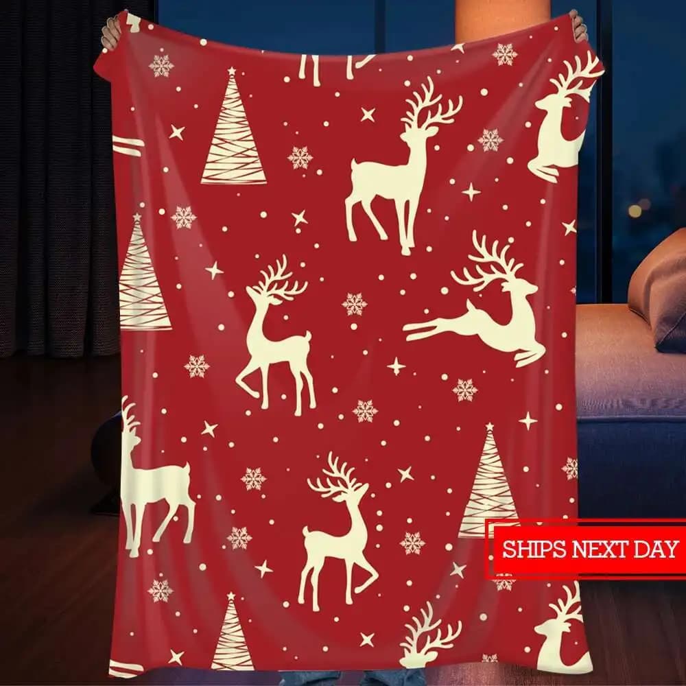 Regalo di Natale, coperta di flanella stampata con tocco natalizio elegante e super confortevole, coperta comoda e calda
