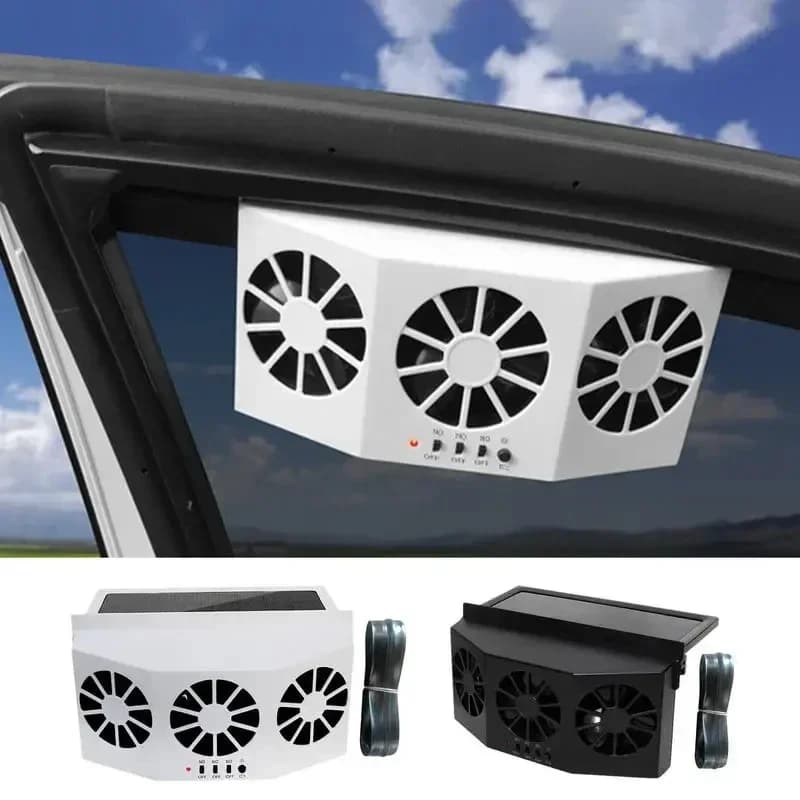 Ventilatore di scarico solare per auto con pannello solare, sistema di raffreddamento per auto, ventola di ventilazione automatica per finestrino, radiatore solare a 3 ventole per camper, roulotte, caravan
