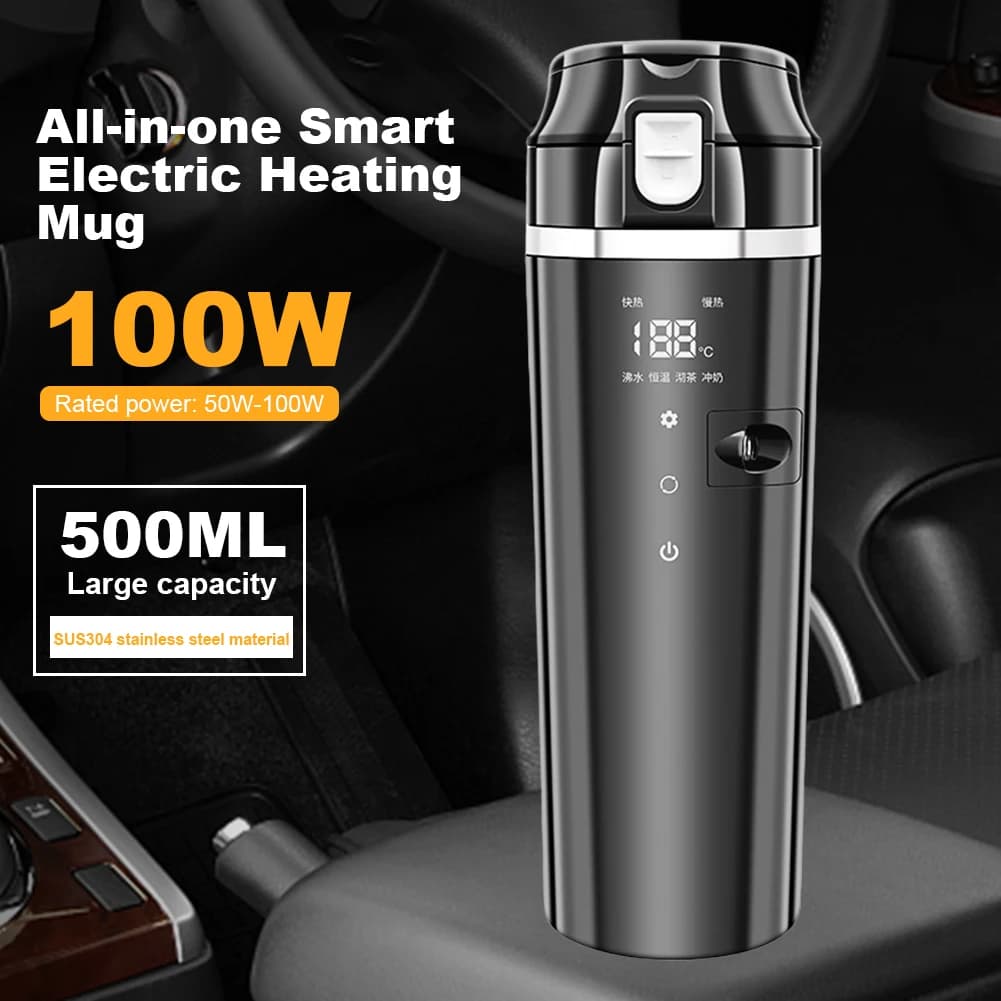 12V/24V auto heating cup Thermos cup stainless steel auto coffee maker temperature control heated kettle home appliances for car