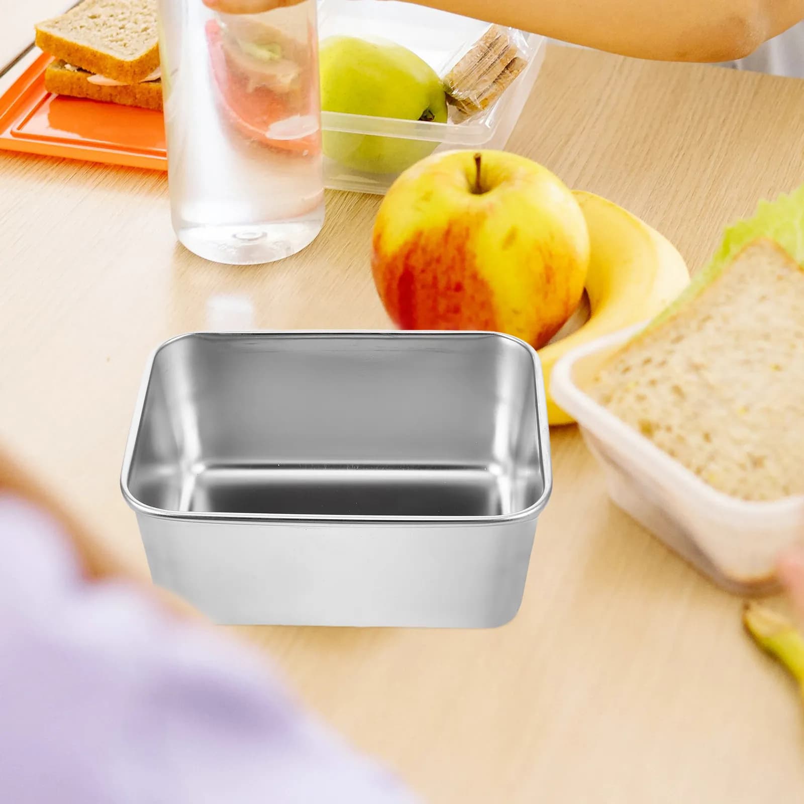 Contenitori per la preparazione dei cibi in acciaio inossidabile, 1 pezzo, riutilizzabili, con chiusura ermetica, per frutta, snack, ufficio, scuola, viaggi, congelatore