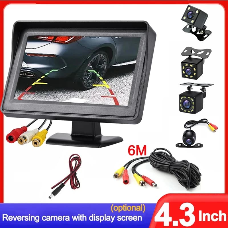 Installazione semplice Telecamera per retromarcia da 4,3 pollici Telecamera per retromarcia con schermo per telecamera per sistema di parcheggio per parcheggio per auto per veicolo