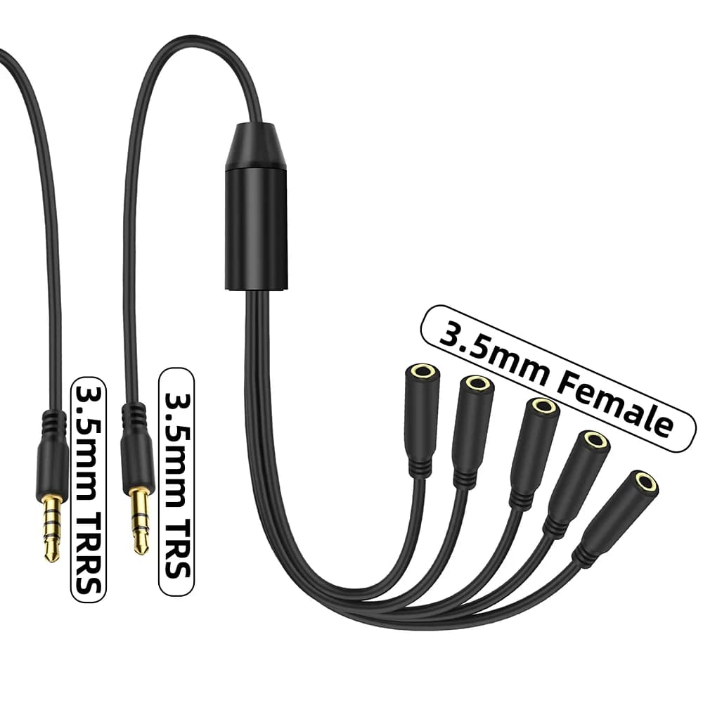 Splitter jack audio da 3,5 mm Adattatore Aux da 1 a 3-6 porte Plug and Play per smartphone Cuffie Altoparlante desktop portatile