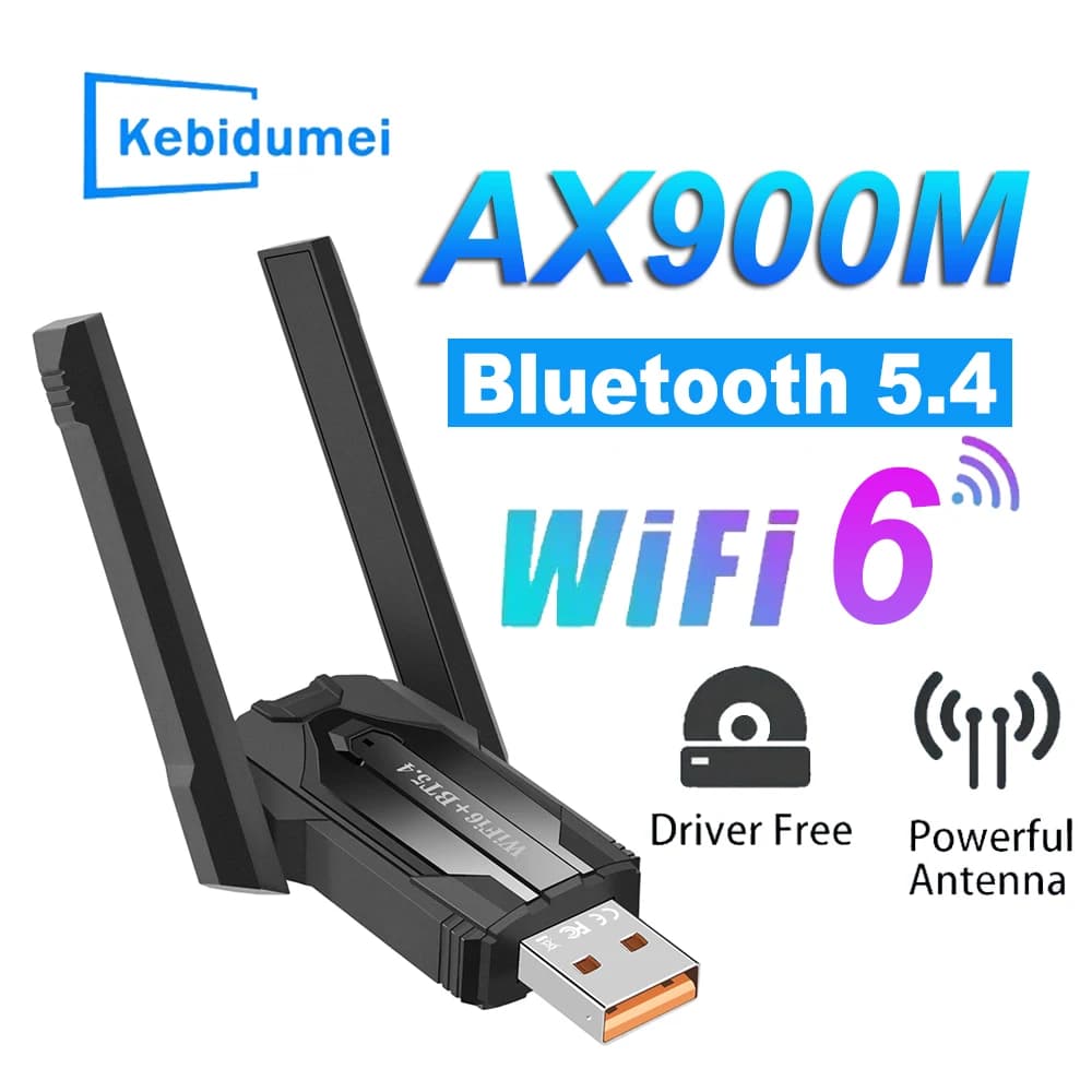 Scheda di rete WiFi 6 da 900 Mbps Adattatore USB 3.0 Dual Band 2.4G/5GHz Ricevitore wireless Bluetooth 5.4 Trasmissione per PC desktop portatile