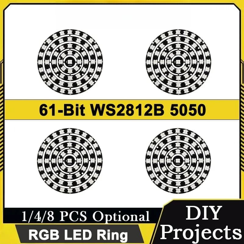 1/4/8 Pezzi 7/12/16/24/60 Bit WS2812B 5050 RGB LED Anello Luminoso Programmabile Rotondo Pixel Light Compatibile con Arduino Raspberry Pi