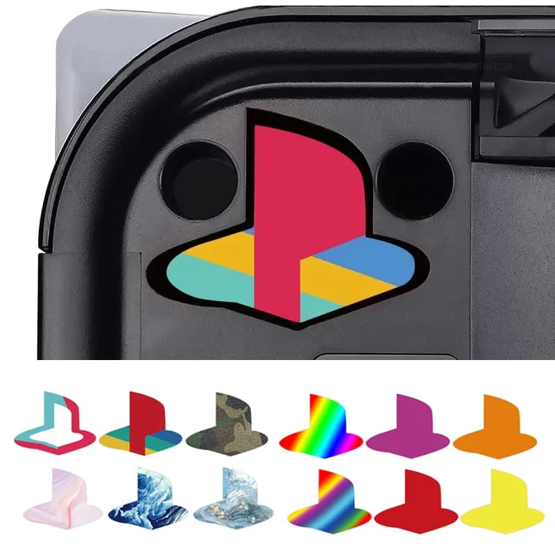 6 pezzi di copertura della pelle della decalcomania del vinile personalizzato per l'adesivo del logo PS5 sottofondo lucido per gli accessori della console versione digitale del disco PS5