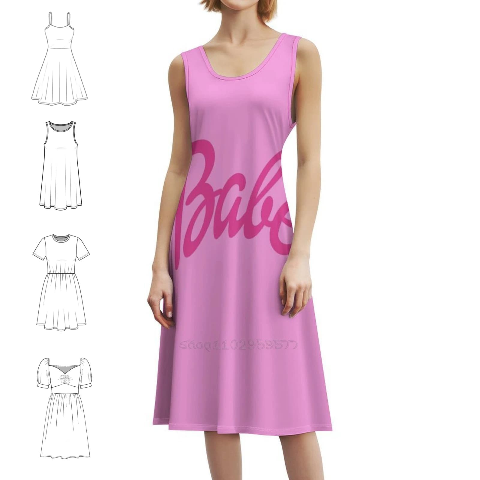 Abito rosa con scollo a cuore per bambola Babe Abito elegante da festa estivo per donna Abito rosa carino estetico femminile Bibble anni '90
