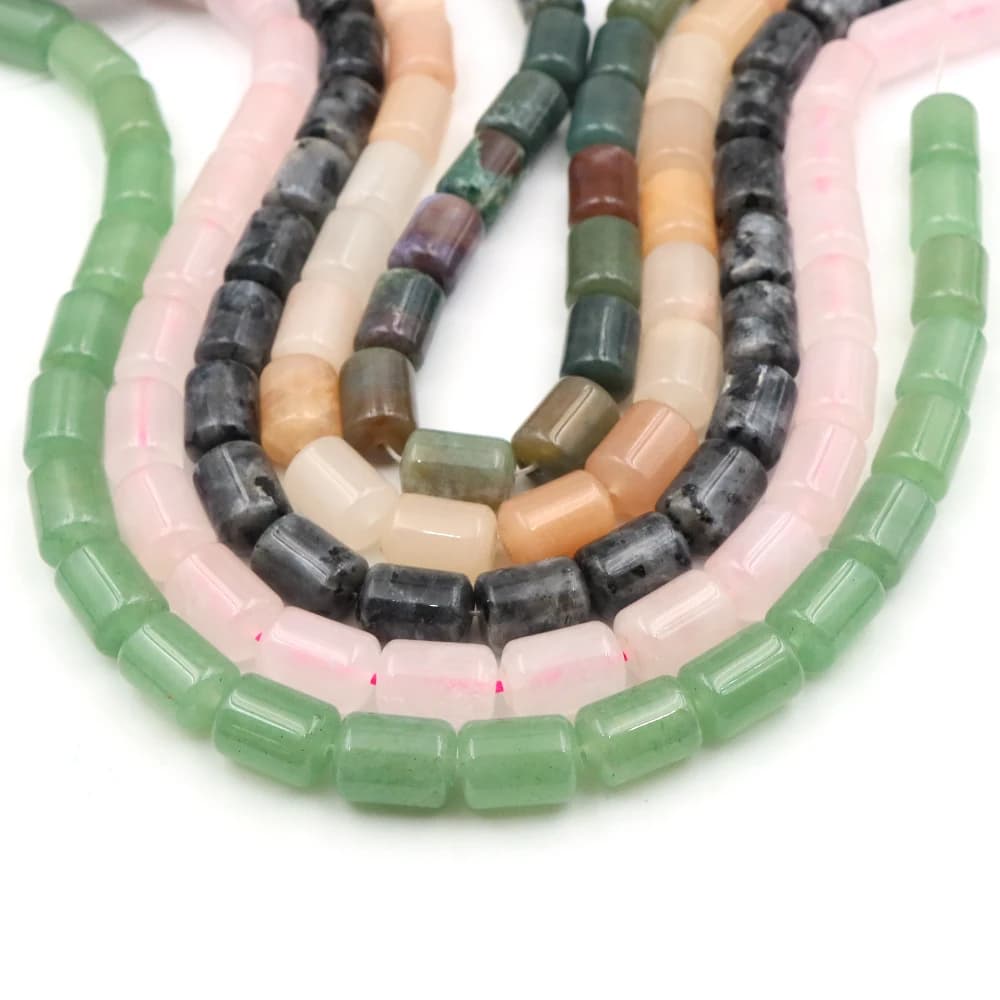 10x14mm Natural Stone Cylinder Beads Healing Crystal Chakra Reiki Gemstone Tube Spacer DIY Bracelet Necklace Jewelry Accessories