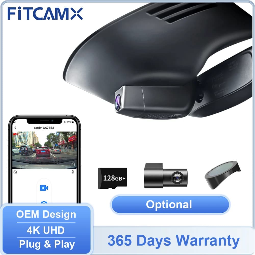 FITCAMX Car Camera for XC60 S90 V90 XC40 XC70 XC90, Dashcam Front 4K and Rear 1080P for Volvo Vehicles, WIFI connection and APP