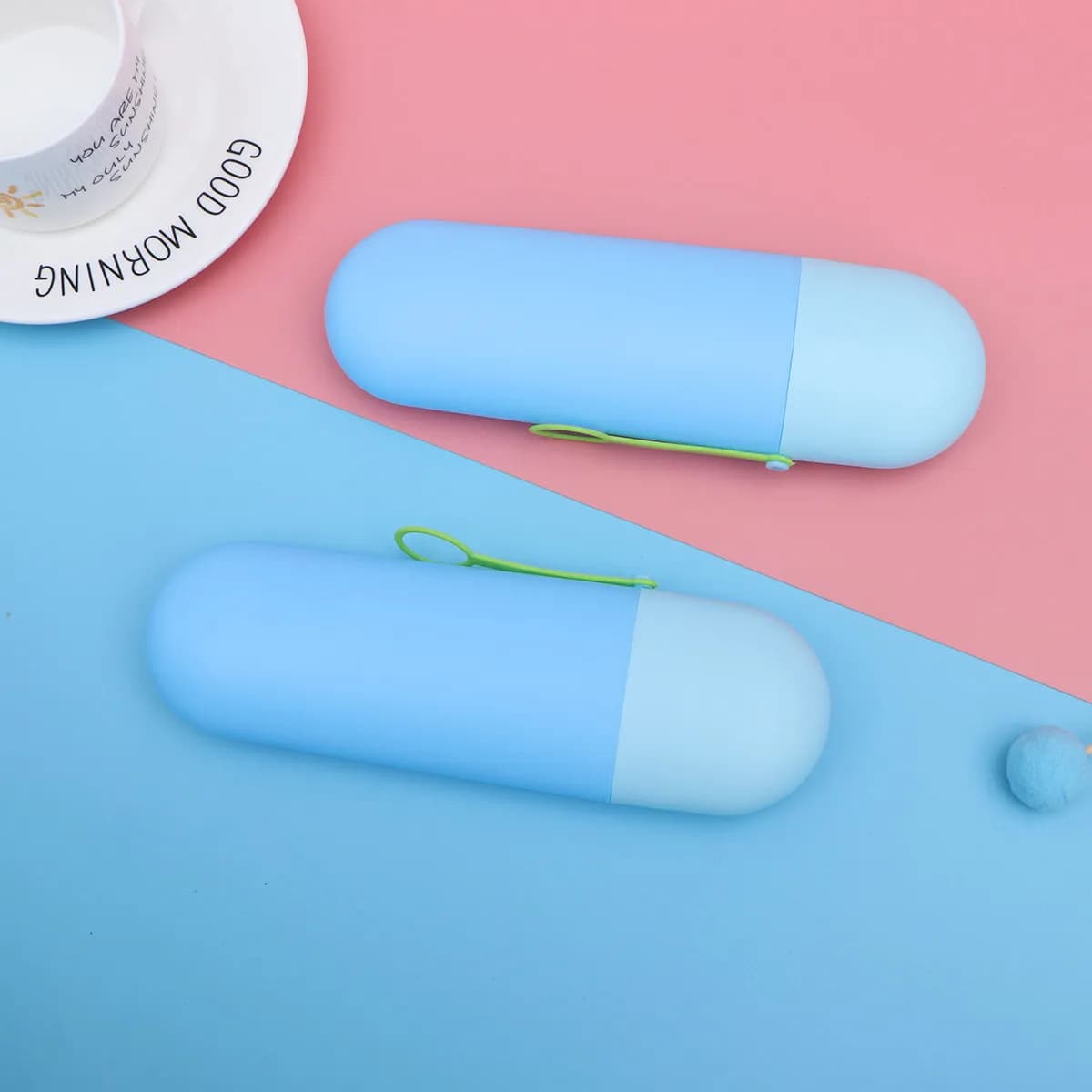 2 Pezzi Custodia per Spazzolino Blu in Plastica, Porta Spazzolino da Viaggio Portatile, Scatola Contenitore per Spazzolino, Organizer da Esterno Appendibile