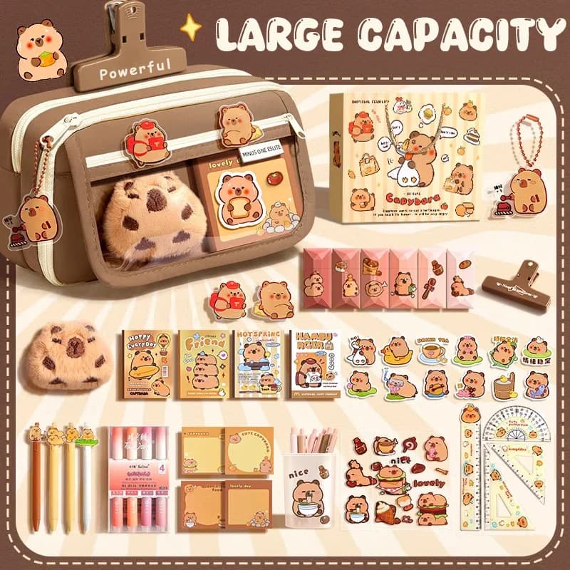 Astucci per matite capillari Kawaii di grande capacità per borsa da scuola Scatola per il ritorno a scuola Forniture per ragazze Kit di cancelleria carina
