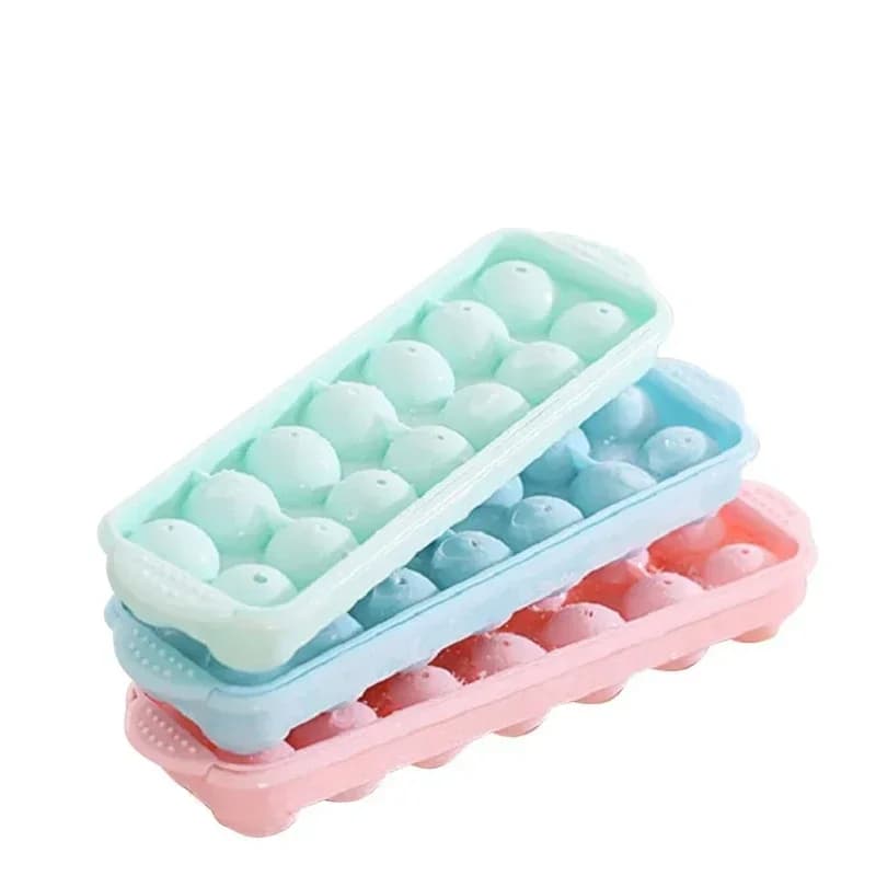 new 3d round balls ice plastic molds diy cube tray silicone molds for whisky juice ice ball making household ice mold with cover