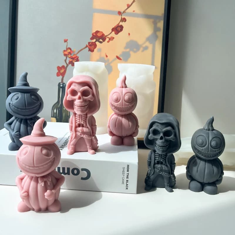 3D zucca fantasma teschio forma stampo in Silicone fai da te aromaterapia candela gesso sapone fatto a mano stampo decorazione di Halloween