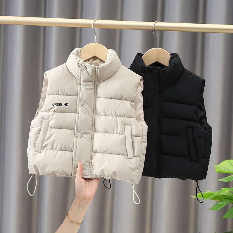 2024Autunno Inverno nuove ragazze dei ragazzi senza maniche gilet con cappuccio giacca stampa cartoon cappotto bambini gilet caldo capispalla vestiti