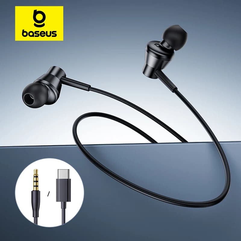 Baseus Encok CZ11/HZ11 Cabled earphones Type-C/Cwired earphones with 3.5 mm jack with microphone 120 ° Laptop corner, tablet, phone