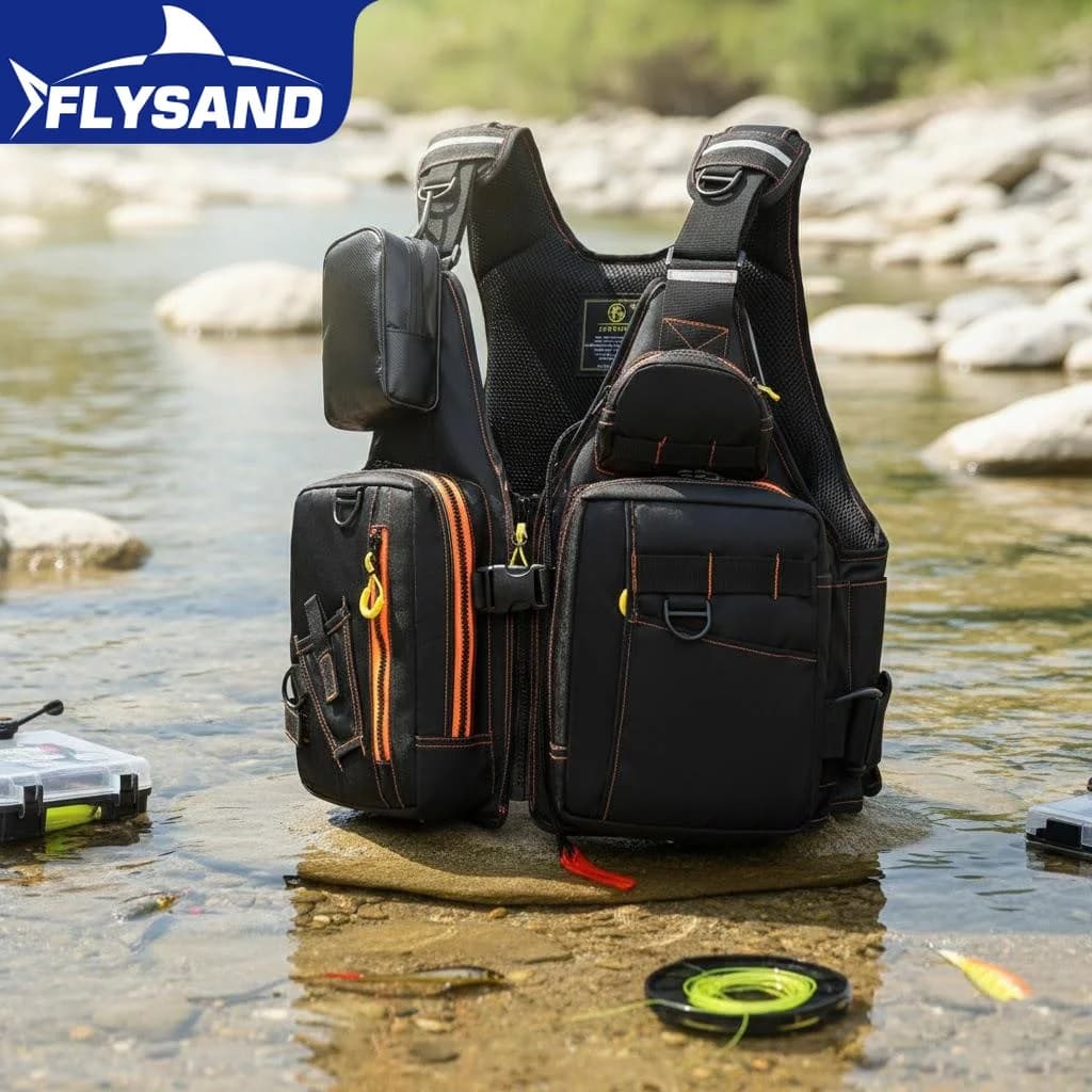 Gilet da Pesca Multifunzionale per Esterni, Giubbotto di Salvataggio con Tasche Multiple, Materiale Galleggiante