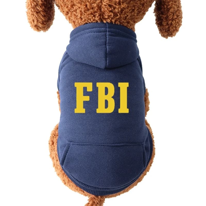 Felpe con cappuccio per cani invernali con tasche Vestiti caldi per cani per cani di piccola taglia Cappotto per chihuahua Cane della polizia dell'FBI