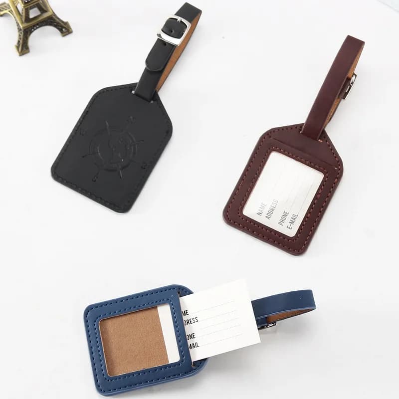 Etichetta per Bagagli in Pelle PU, Porta Indirizzo per Valigie, Accessori da Viaggio, Targhetta Identificativa Portatile