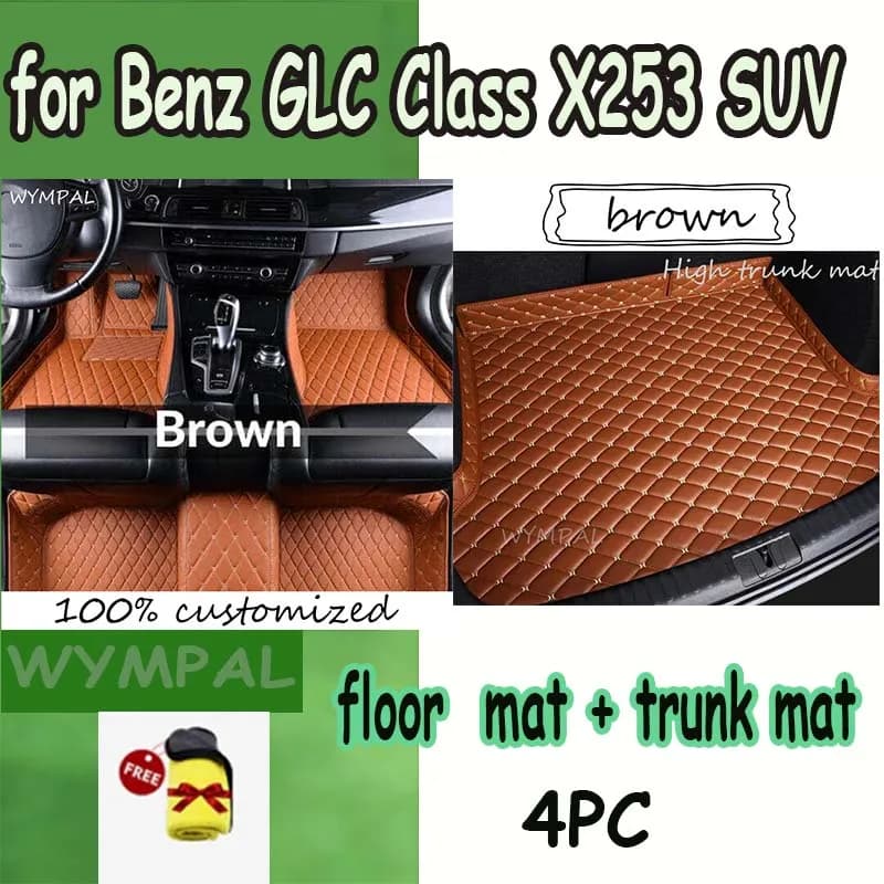 4PC SET CAR FLOOR&TRUNK MAT For Mercedes Benz GLC Class X253 SUV 2016 2017 2018 2019 2020 2021 2022 with towel