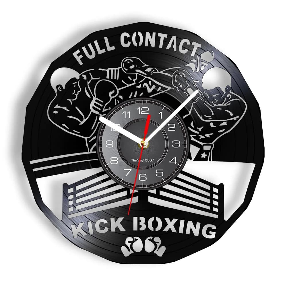 Kick Boxing Gym Decor orologio guantoni da boxe sacco da boxe Infighters disco in vinile orologio da parete combattimento pugili sportivi Scrappers regalo