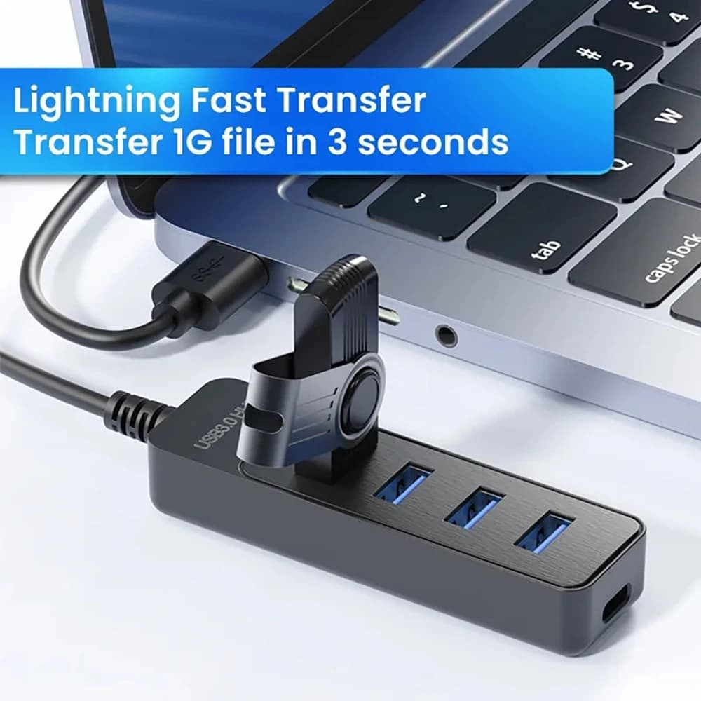 USB 3.0 5 port hub, USB 2.0 multi splitter with USB-C charging port, power adapter, multiple expander dock for laptop and notebook