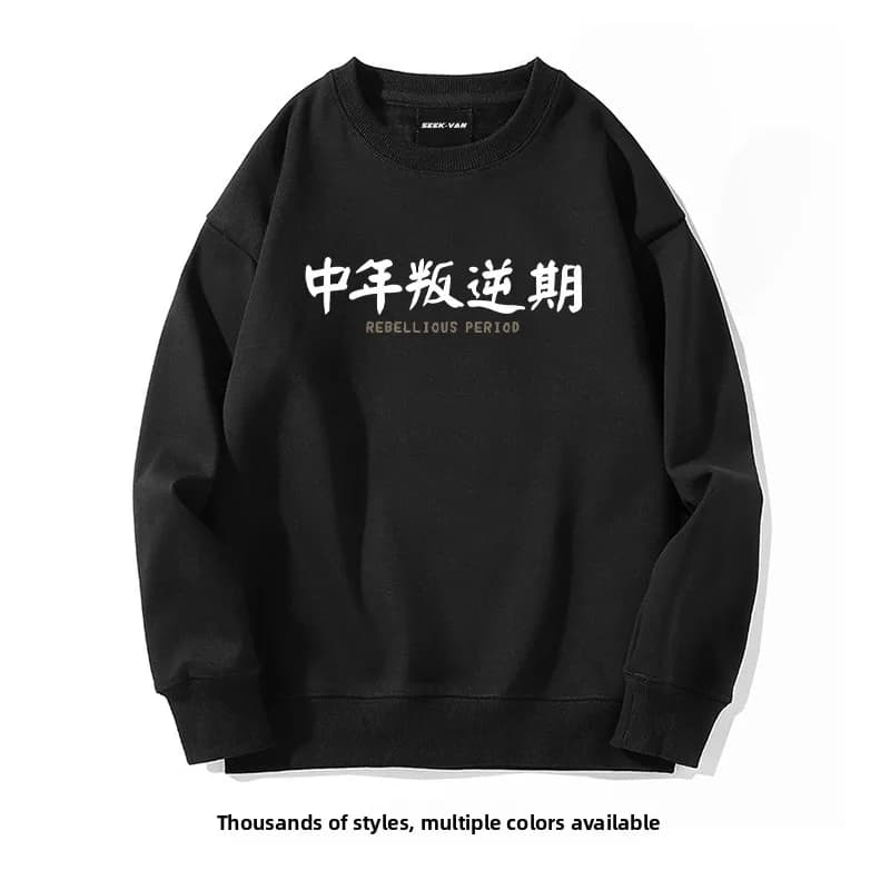 Comical Text round Neck Sweatshirt Long Sleeve Casual Print Commute Unisex Autumn Winter Cotton Blend Men's Women's Hoodie