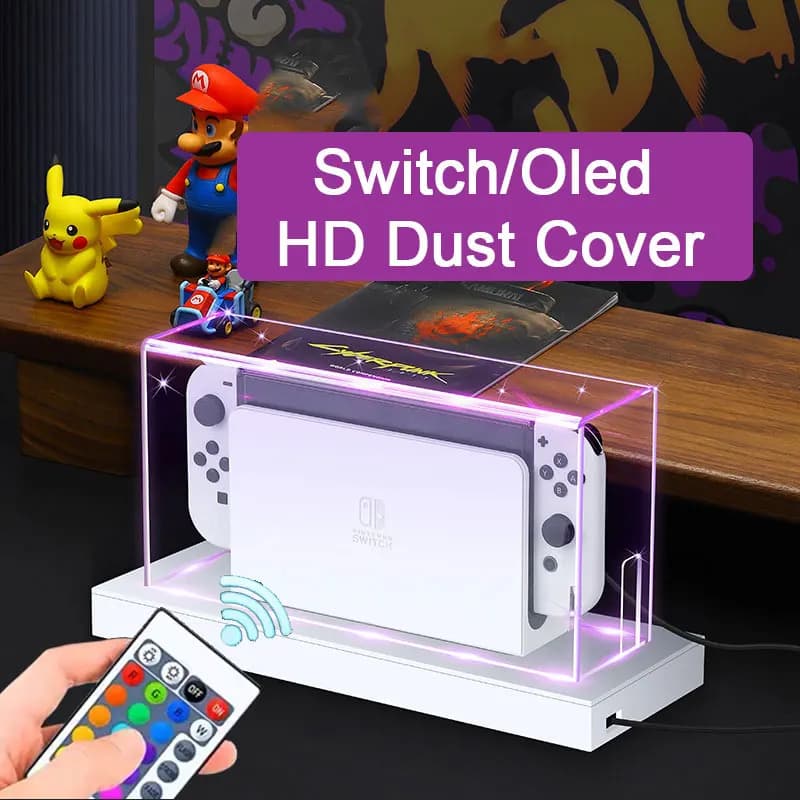 Copertura antipolvere trasparente Rgb compatibile per Nintendo Switch custodia protettiva Oled custodia in acrilico Display Box Shell accessori per giochi