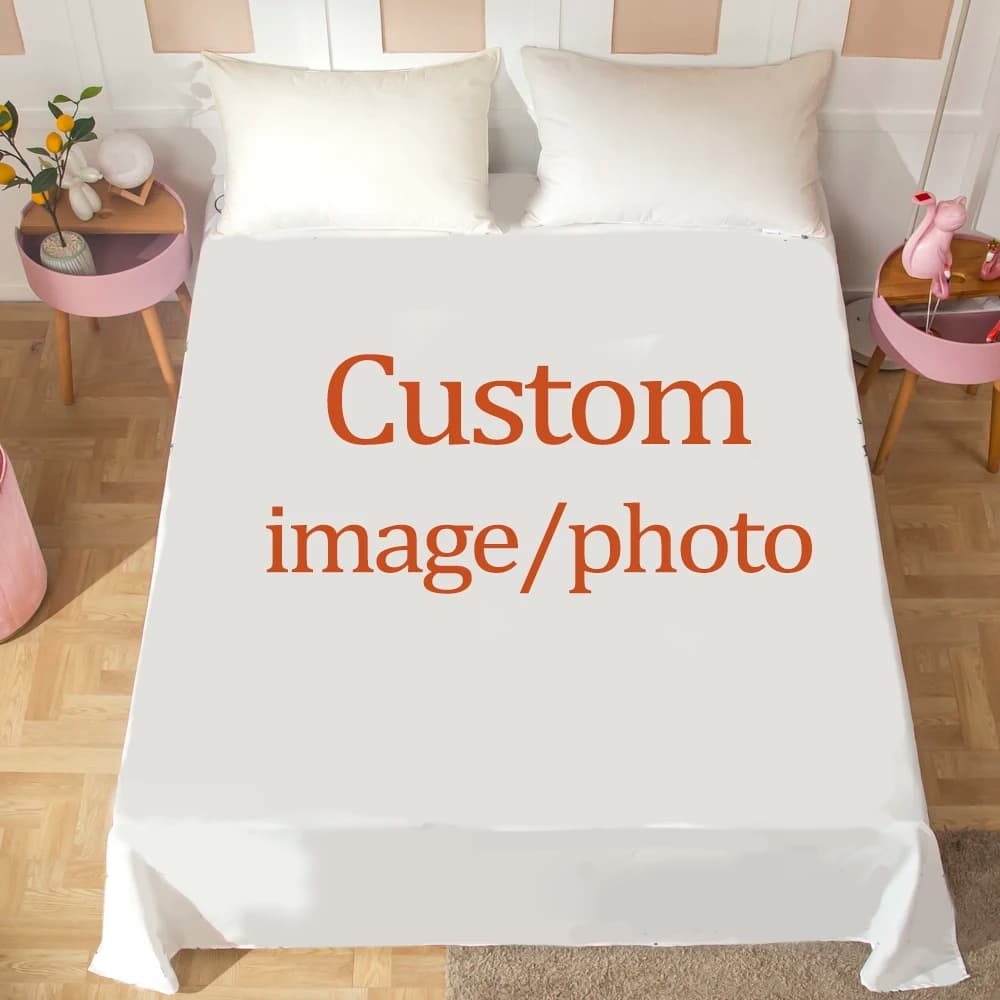 2/3PCS Customized Photo 3D Flat Sheets Soft Bedding Sheet Anime Bed Sheet for Queen King Twin Size Kids Gift Custom Bed Cover