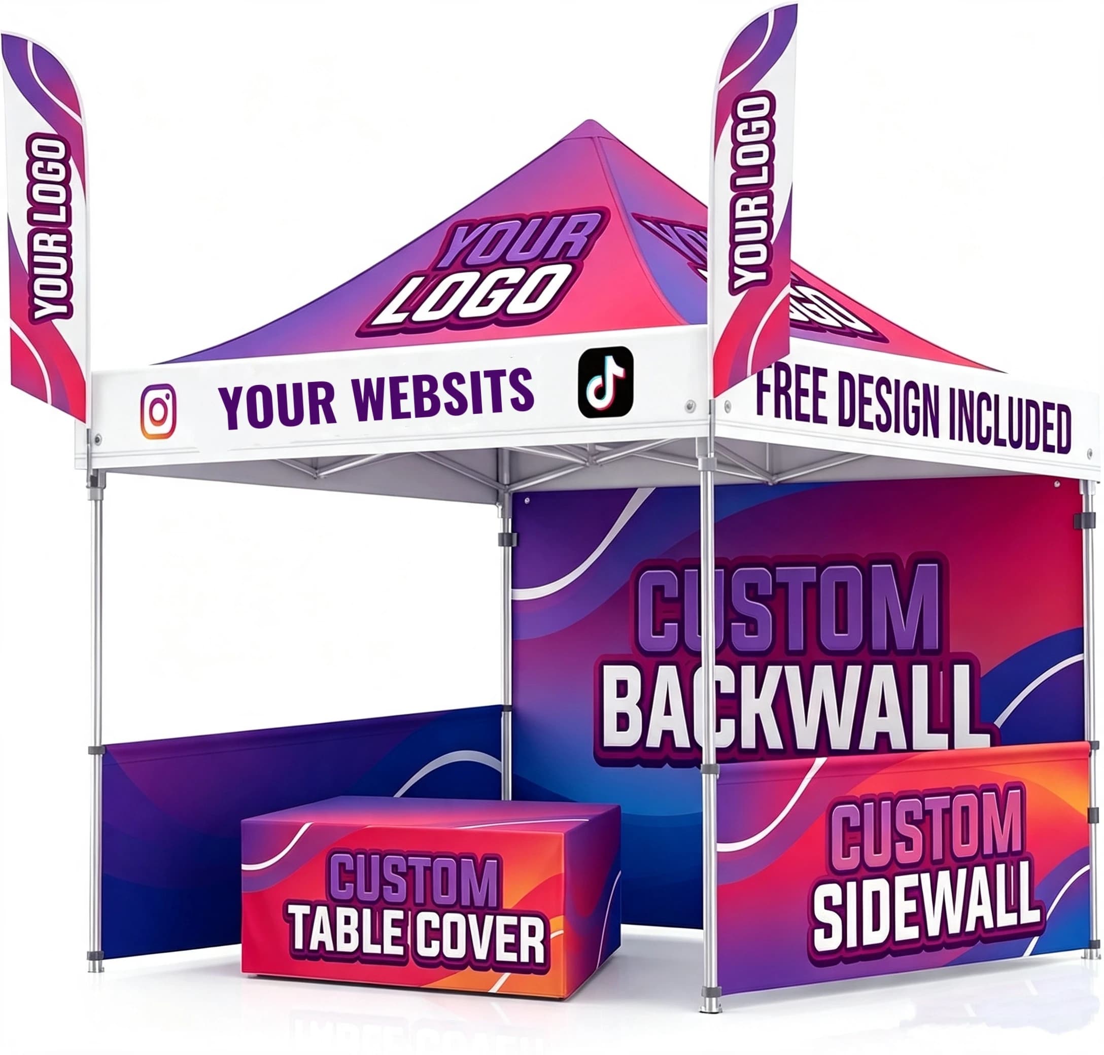 Custom Canopy Tent with Logo10x10 Pop Up Tent Personalized Customizable Heavy Duty for Events Vendor Business Tra