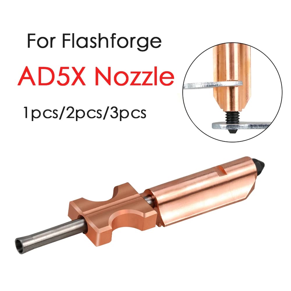 Ugello per Flashforge AD5X, Nuova Versione Migliorata, Ugelli in Acciaio Bimetallico Temprato 0.2/0.4/0.6/0.8mm, Parti di Ricambio per Stampante 3D