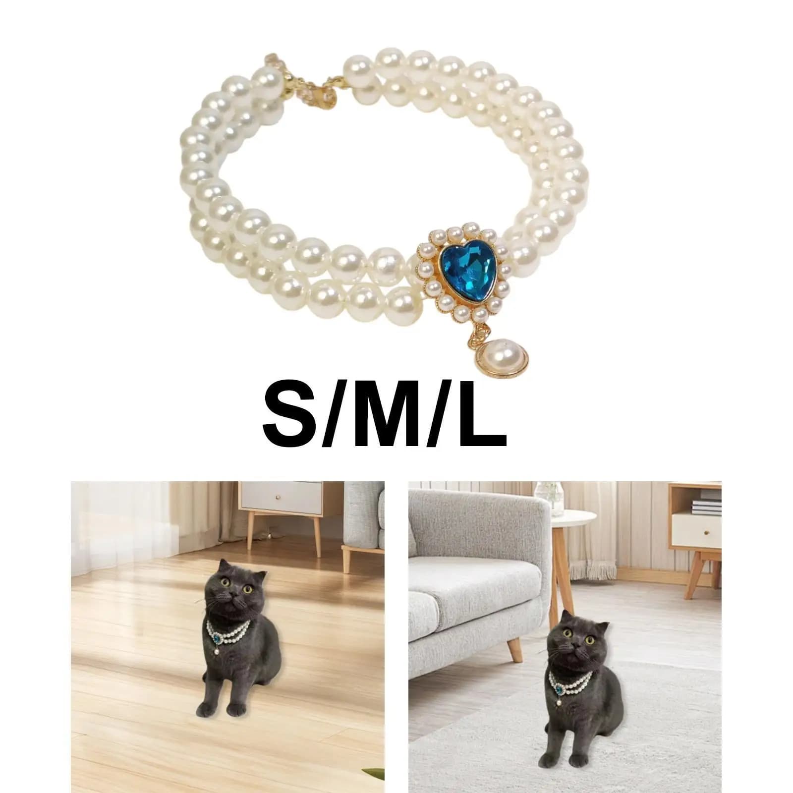 Collana di perle per cani e gatti, regolabile per oggetti di scena per cani e gattini