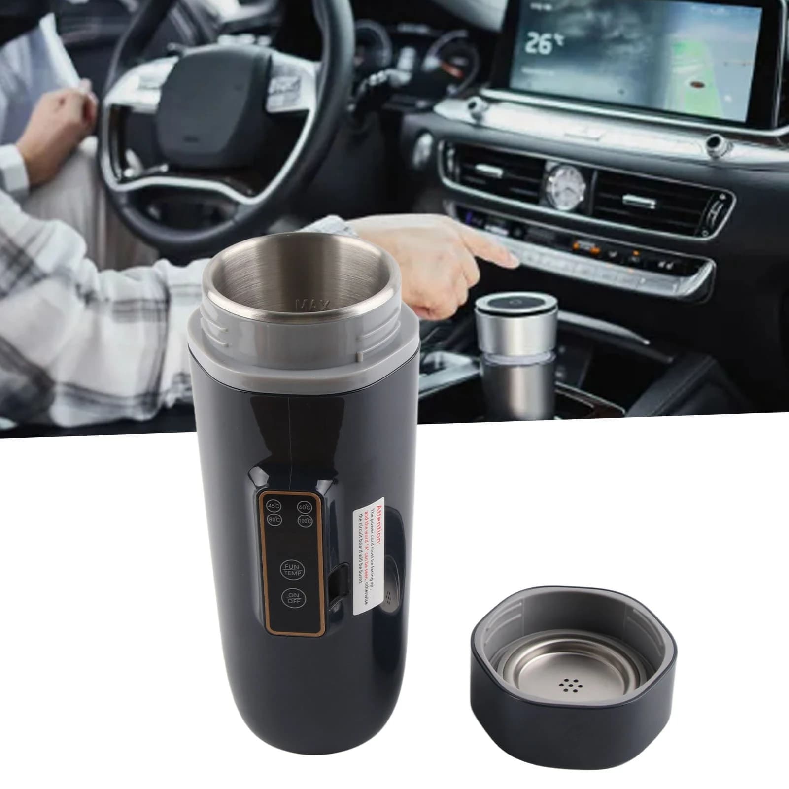 350ml Electric Travel Kettle with Digital Display Non Slip Waterproof Portable Travel Coffee Kettle for Outdoor 24V 140W