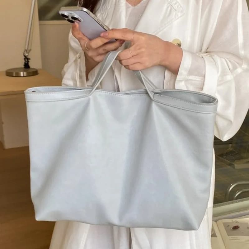 New High Quality Soft PU Handbag Tote Bag Japan Korean Style Large Capacity Fashion College Women Shoulder Crossbody Bag