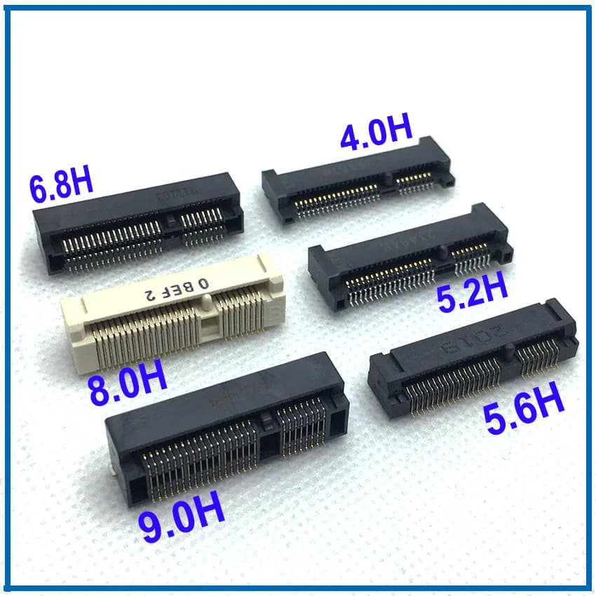 1-10PCS MINI PCIE Msata Connettore PCI-E Presa Slot 52P Supporto Della Carta H4.0 H5.2 H5.6 H6.8 H9.0mm Per Notebook Mini PCIE SMT SSD