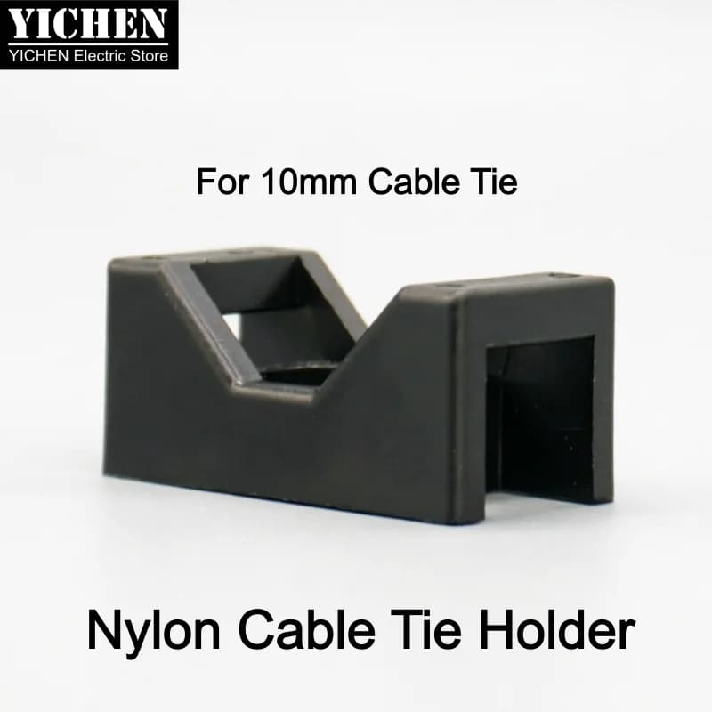 50 Pezzi Base di Fissaggio in Nylon PA66 per Fascette Portacavi da 10mm, Organizzatore per Gestione Cavi, Nero