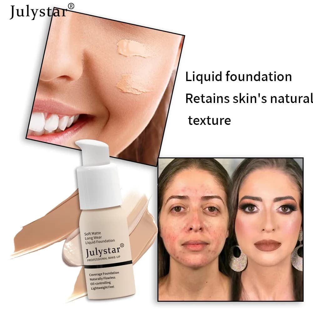 Fondotinta liquido a lunga tenuta, correttore opaco impermeabile a copertura totale, controllo dell'olio, primer idratante naturale, cosmetico per donne