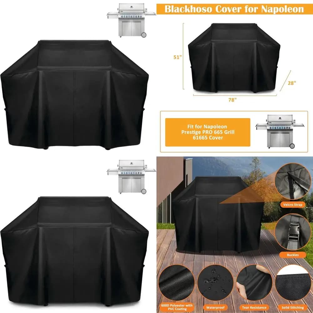 Copertura per Griglia Resistente in 600D Impermeabile con Protezione UV, Chiusura in Velcro, Cinghie Regolabili per Griglie Modello 665
