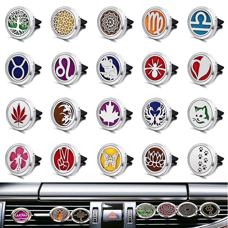 Deodorant for Auto Rechargeable Scent Diffuser Clip Auto Vent Essential Oil Stainless Steel Medallion Interior Accessories