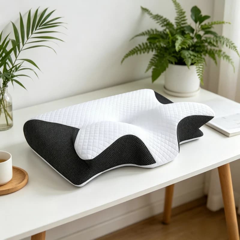 Cuscino ergonomico per il collo da 2 pezzi, disponibile nei colori nero, bianco e grigio, cuscino cervicale in memory foam per alleviare la fatica, regalo ideale per i genitori
