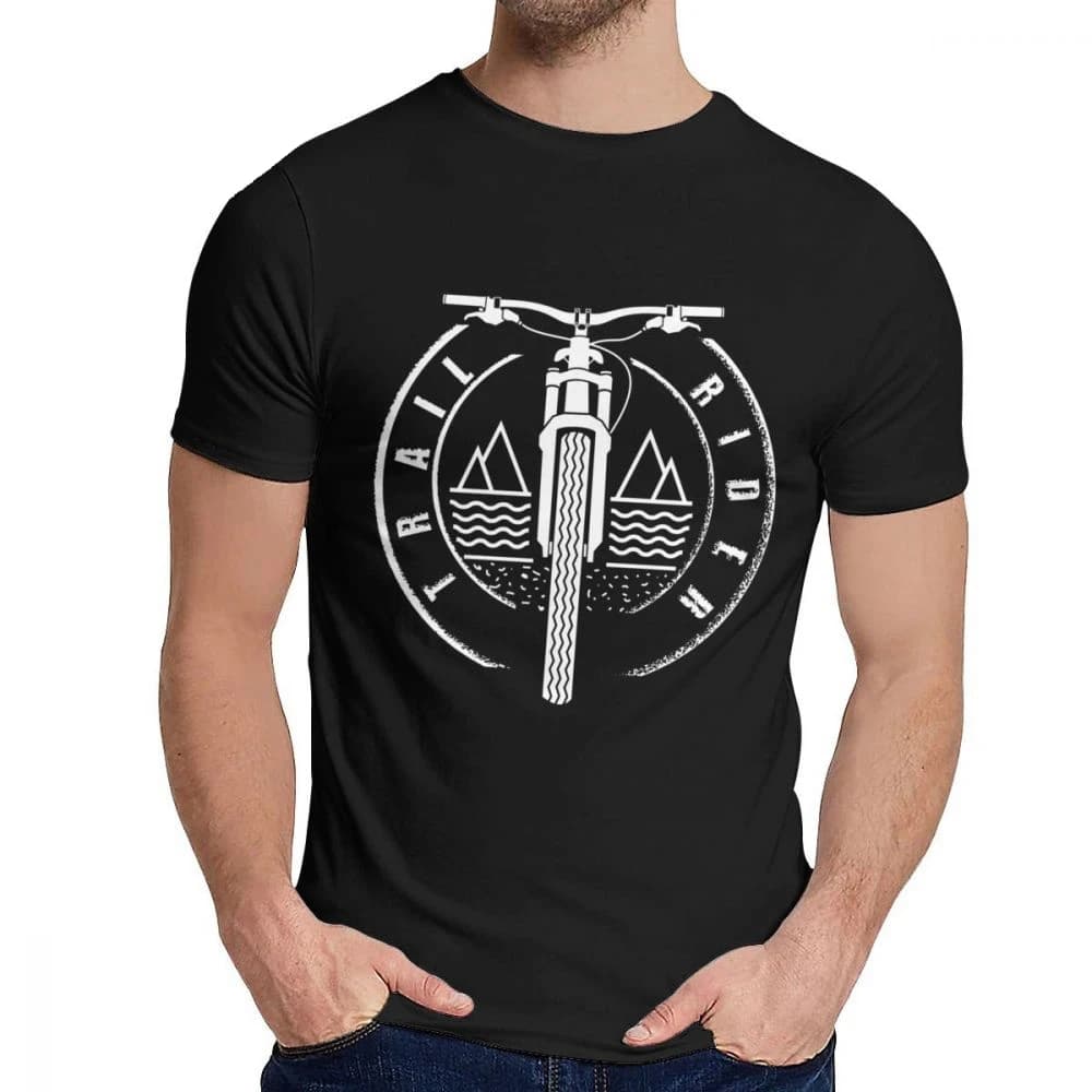 Trail Rider Mountain Bike Tee Shirt Crewneck Men Pure Cotton Big Size T-shirt invincible