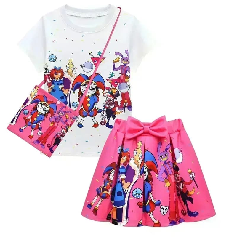 Cosplay Costume cosplay per bambini Nuovo film L'incredibile circo digitale Estate Neonate T-shirt Gonna Abito Festa di compleanno Cl Cosplay