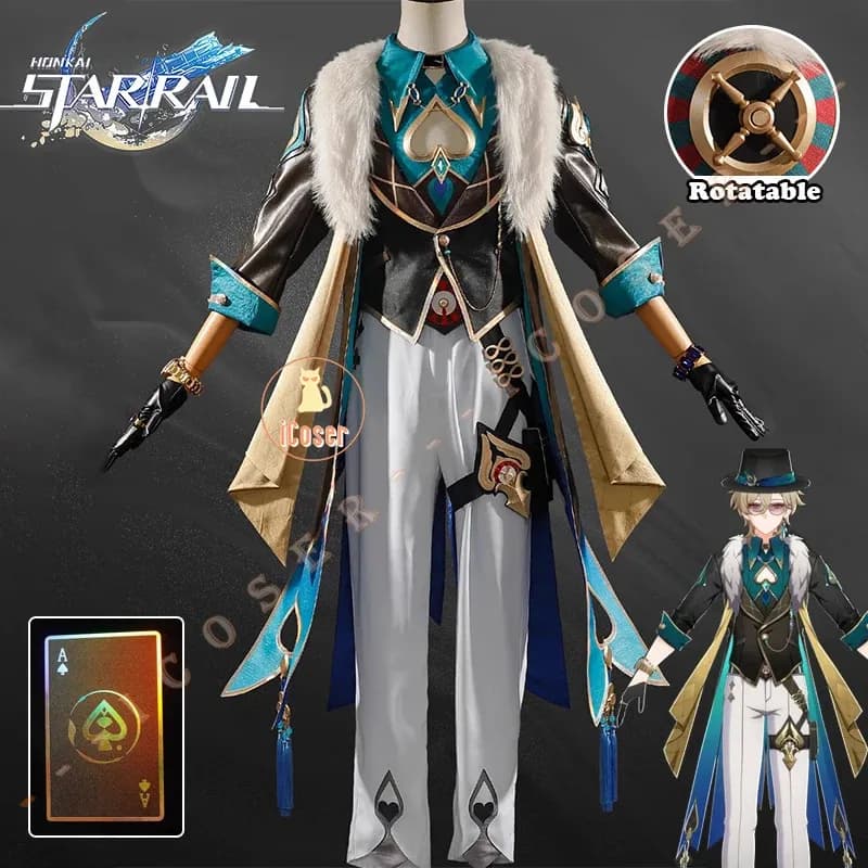 Honkai Star Rail Adventure Cosplay Costume Uniform Wig Hat Sunglasses Rings Watch Puntelli Halloween party for Women Men iCosera; ♪