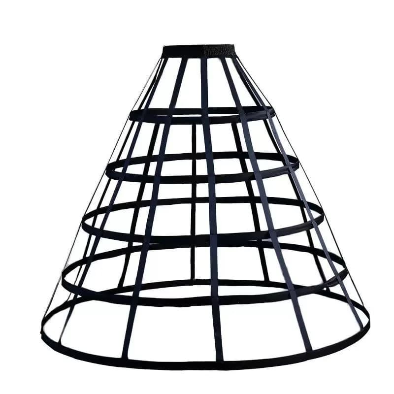 Abito da donna Sottogonna Vintage Cage Pannier 5 Cerchi Gonna Crinolina Cosplay Sottogonne con trambusto vittoriano