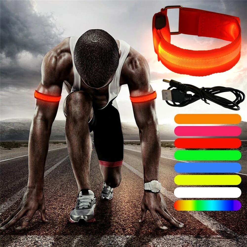 LED Light Night Running Arm Bracelet Outdoor Sports Reflective Safety Belt Wrist Strap Arm Band Warning Light For Cycling