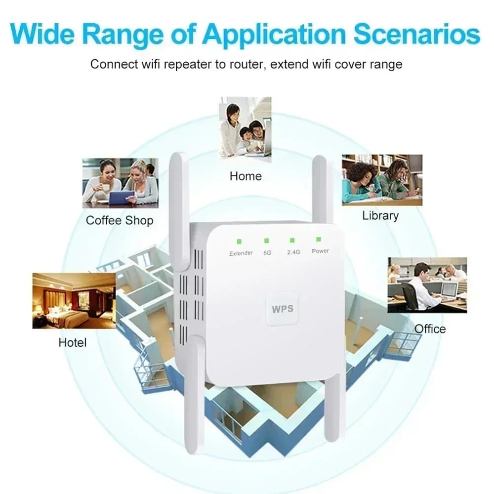 Ripetitore WiFi 1200Mbps Gamma Extender Amplificatore di segnale Ripetitore Wi-Fi 2.4GHz/5GHz Spina EU/US/UK
