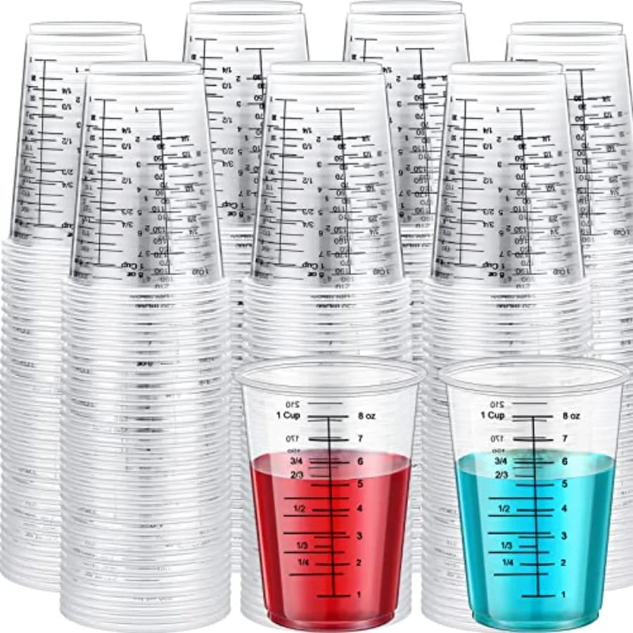 Set di Tazze Dosatrici Monouso per Resina, 8 oz, in Plastica Trasparente, Riutilizzabili per Miscelare Liquidi, per Cucina e Forniture da Forno