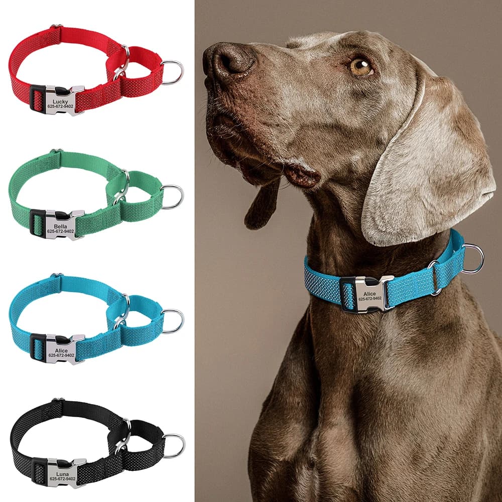 Collare per cani in nylon personalizzato Collari per cani riflettenti Collari per animali domestici personalizzati con manico per cani di taglia piccola, media e grande Pitbull