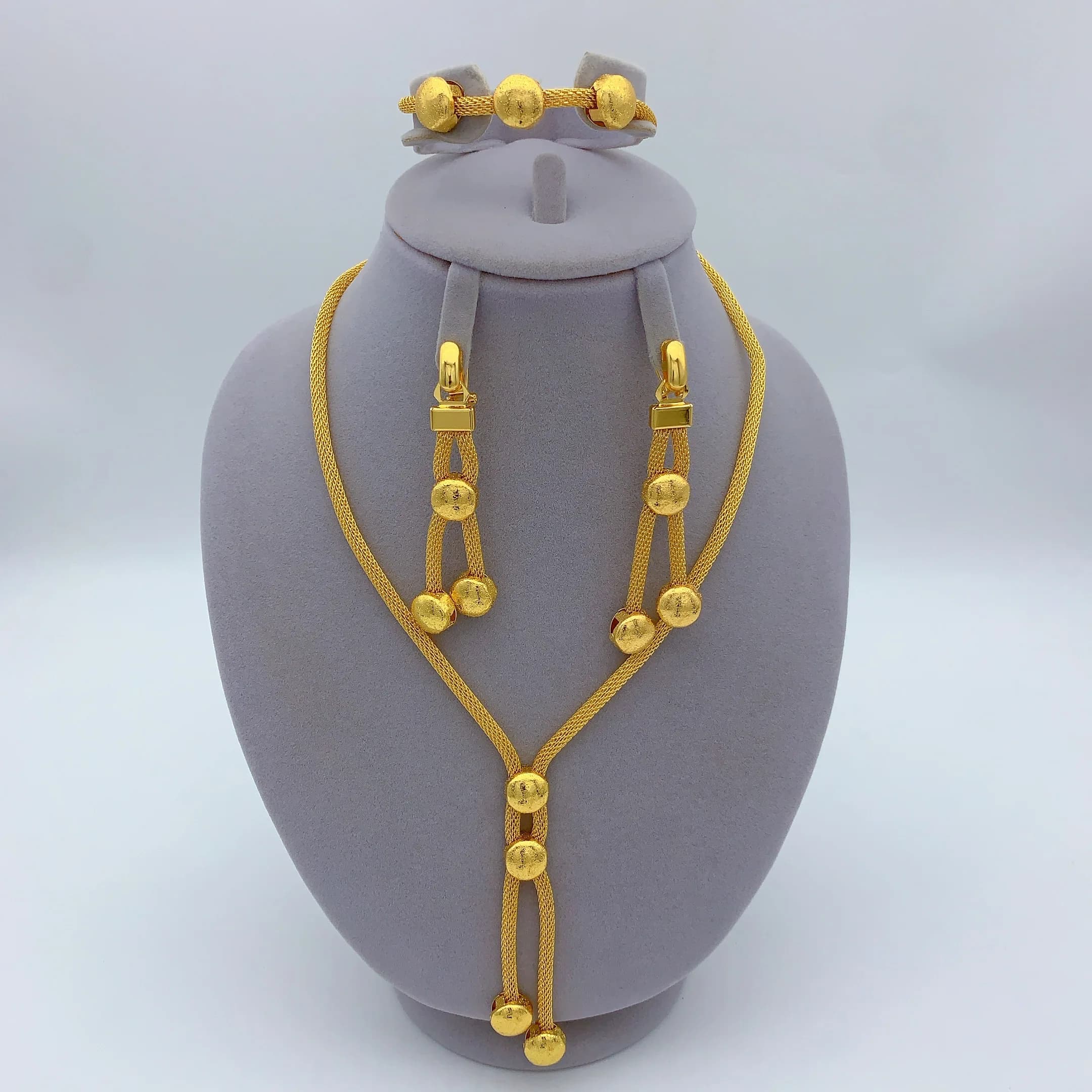 Luxury Indian Bridal Jewelry Sets For Women Dubai 24k Gold Color Ethiopian Necklace And Earrings Set Wedding Party Gifts