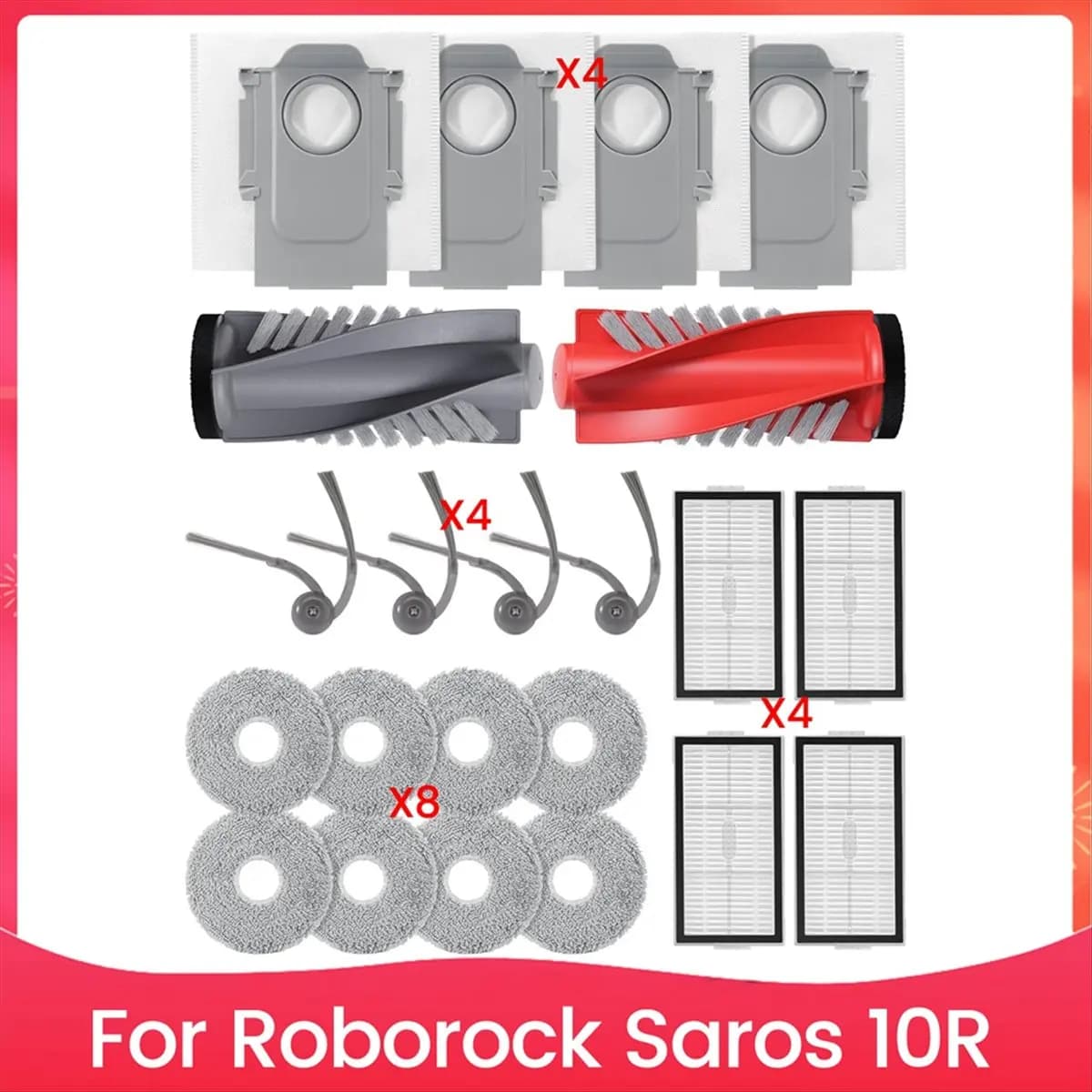 Set di Accessori A20M per Robot Aspirapolvere Saros 10R: Spazzola Principale, Spazzole Laterali, Filtro HEPA, Panno per Pulizia, Sacchetti Raccoglipolvere